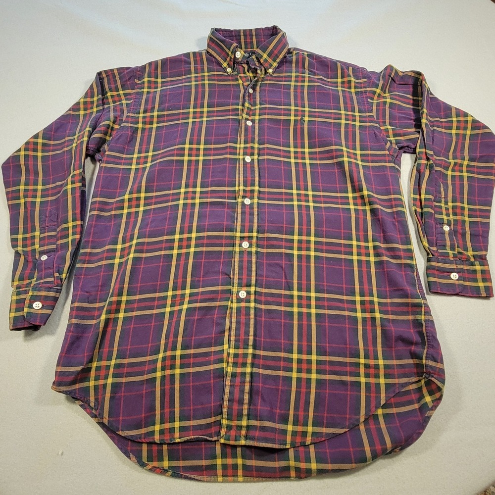 Ralph Lauren Blake Men's Plaid Button Up‎ Shirt Size Small Long Sleeve Cotton